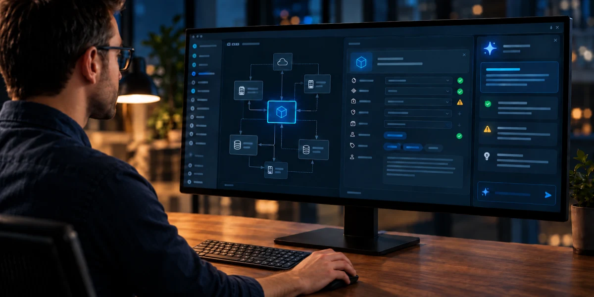 An architect reviews model object attributes and metadata with AI