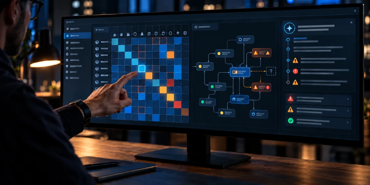 A dependency matrix reveals gaps, critical relationships, and change impact with AI