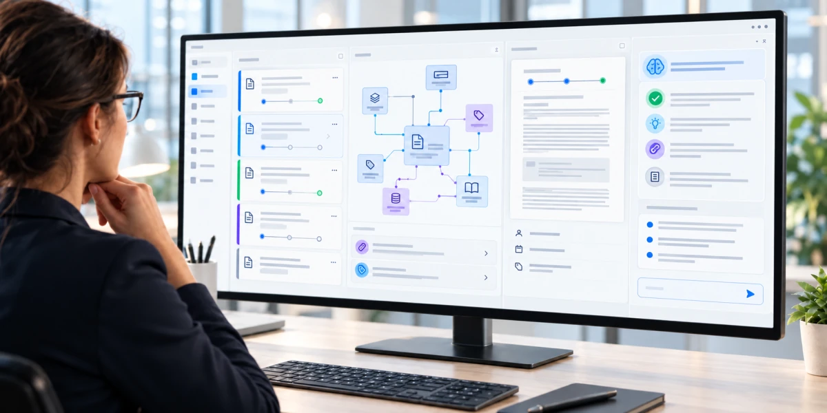 An architect works with ADRs and a knowledge base that gives AI the context of past decisions
