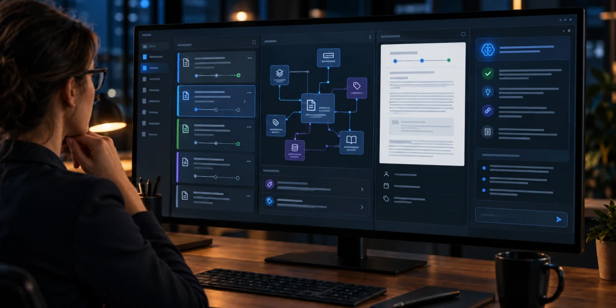 An architect works with ADRs and a knowledge base that gives AI the context of past decisions